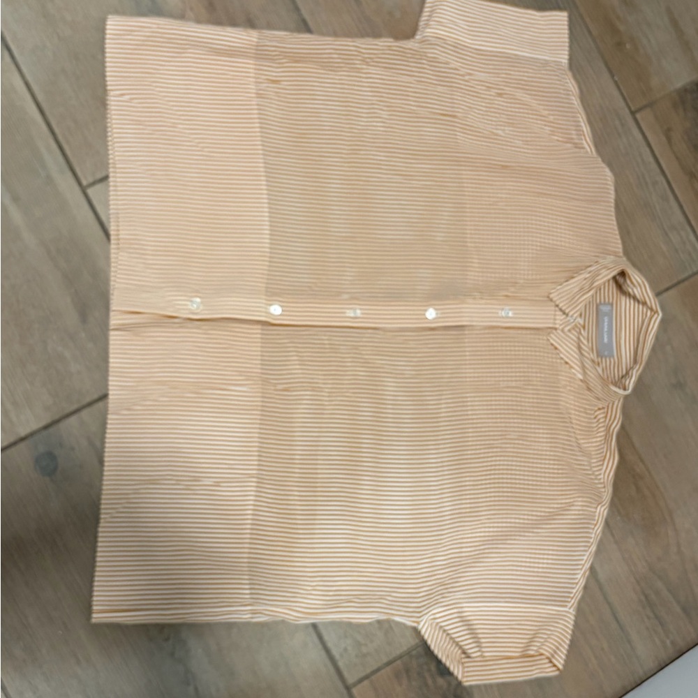Everlane Women's Cream Striped Button Down Shirt